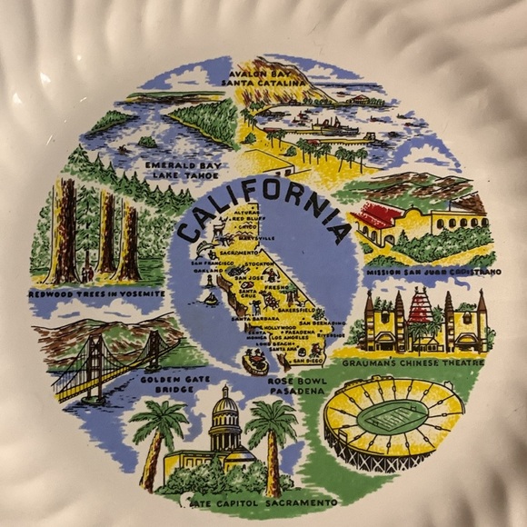 1960s Vintage California Gold Rim Tourist Souvenir Ceramic Display Plate - Picture 5 of 17